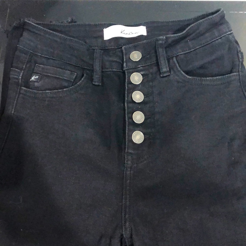 KanCan Bianca Button Fly Skinny Black Jeans Sz 24